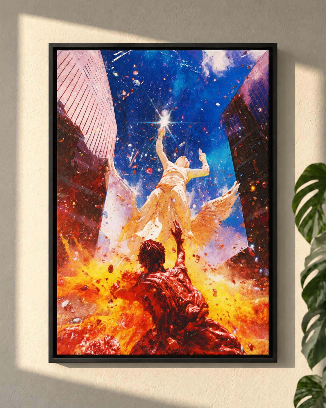 The Burning Revelation · framed canvas on a wall